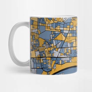 Zagreb Map Pattern in Blue & Gold Mug